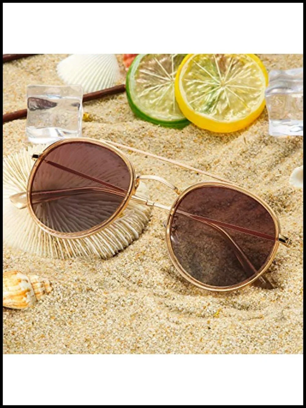 Small Round Double Bridge Sunglasses Polarized UV Protection Metal Frame